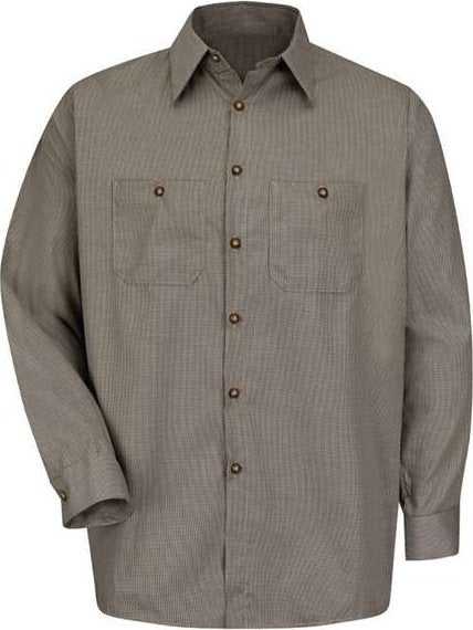 Red Kap SP10 Premium Long Sleeve Work Shirt - KB-Khaki/ Black Microcheck - HIT a Double - 1