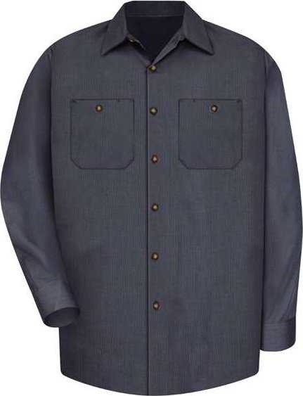 Red Kap SP14 Industrial Long Sleeve Work Shirt - Blue/ Charcoal Microcheck - HIT a Double - 1
