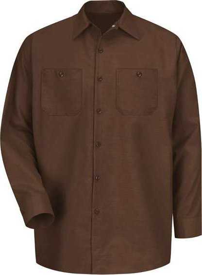 Red Kap SP14 Industrial Long Sleeve Work Shirt - Chocolate Brown - HIT a Double - 1