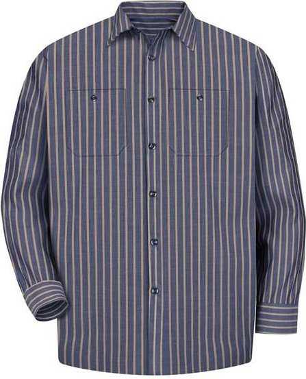 Red Kap SP14 Industrial Long Sleeve Work Shirt - Navy/ Khaki Stripe - HIT a Double - 1