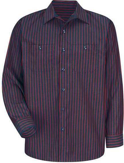 Red Kap SP14 Industrial Long Sleeve Work Shirt - Navy/ Red Stripe - HIT a Double - 1
