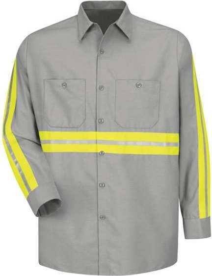 Red Kap SP14E Industrial Enhanced-Visibility Long Sleeve Work Shirt - Light Gray - HIT a Double - 1
