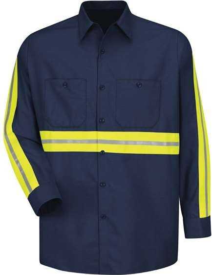 Red Kap SP14E Industrial Enhanced-Visibility Long Sleeve Work Shirt - Navy - HIT a Double - 1