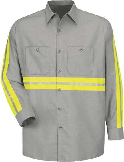 Red Kap SP14EL Industrial Enhanced-Visibility Long Sleeve Work Shirt - Long Sizes - Light Gray - HIT a Double - 1