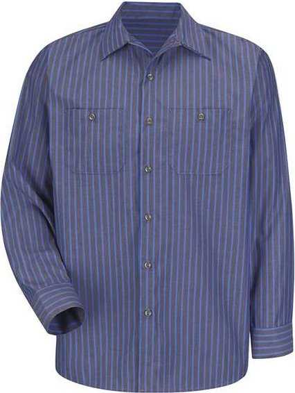 Red Kap SP14L Industrial Work Shirt Long Sizes - Gray/ Blue Stripe - HIT a Double - 1
