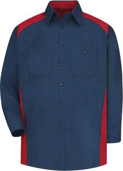Red Kap SP18 Long Sleeve Motorsports Shirt - Navy/ Red - HIT a Double - 1