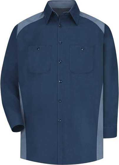 Red Kap SP18L Long Sleeve Motorsports Shirt - Long Sizes - Navy/ Postman Blue - HIT a Double - 1