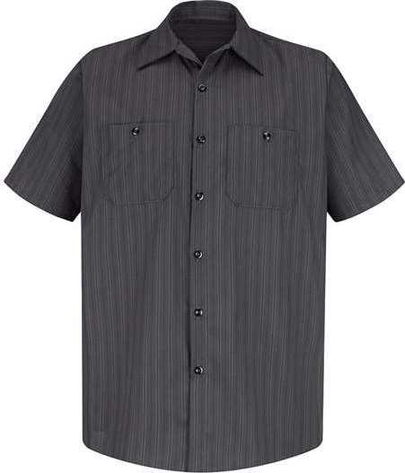 Red Kap SP20 Premium Short Sleeve Work Shirt - Charcoal/ Blue/ White Stripe - HIT a Double - 1