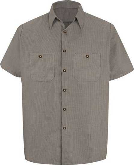 Red Kap SP20 Premium Short Sleeve Work Shirt - KB-Khaki/ Black Microcheck - HIT a Double - 1