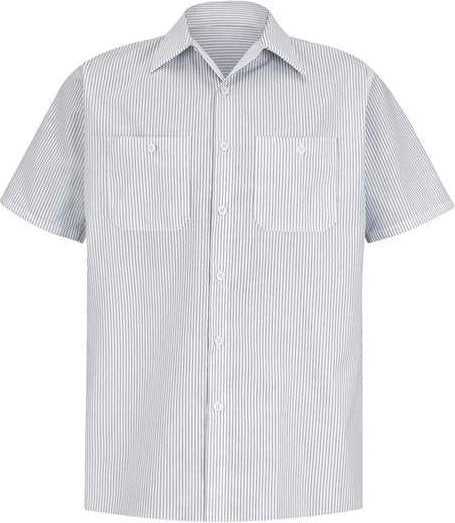 Red Kap SP20L Premium Short Sleeve Work Shirt Long Sizes - CW-White/ Charcoal Stripe - HIT a Double - 1