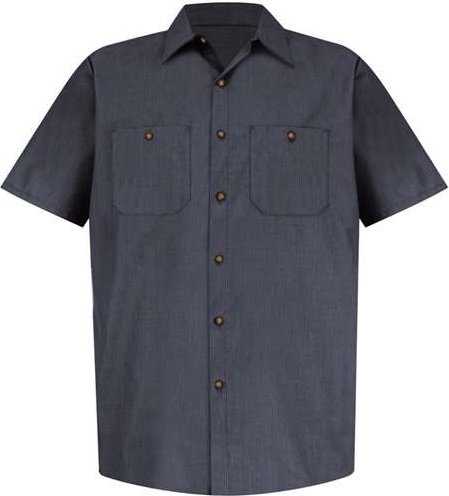 Red Kap SP24 Industrial Short Sleeve Work Shirt - Blue/ Charcoal Microcheck - HIT a Double - 1
