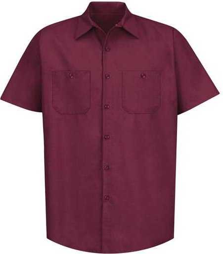 Red Kap SP24 Industrial Short Sleeve Work Shirt - Burgundy - HIT a Double - 1