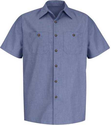 Red Kap SP24 Industrial Short Sleeve Work Shirt - Denim Blue Microcheck - HIT a Double - 1