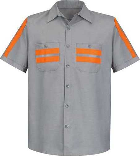 Red Kap SP24E Enhanced Visibility Industrial Work Shirt - Light Gray/ Orange Trim - HIT a Double - 1