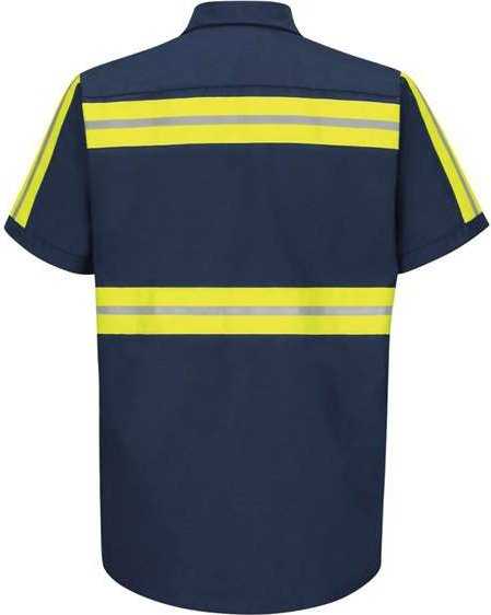 Red Kap SP24E Enhanced Visibility Industrial Work Shirt - Navy/ Yellow Trim - HIT a Double - 2
