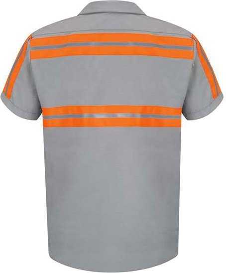 Red Kap SP24EL Enhanced Visibility Industrial Work Shirt Long Sizes - Light Gray/ Orange Trim - HIT a Double - 2