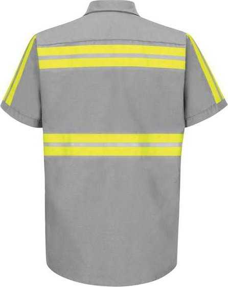 Red Kap SP24EL Enhanced Visibility Industrial Work Shirt Long Sizes - Light Gray/ Yellow Trim - HIT a Double - 2