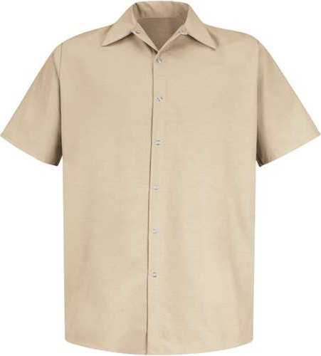 Red Kap SP26 Specialized Short Sleeve Pocketless Work Shirt - Light Tan - HIT a Double - 1