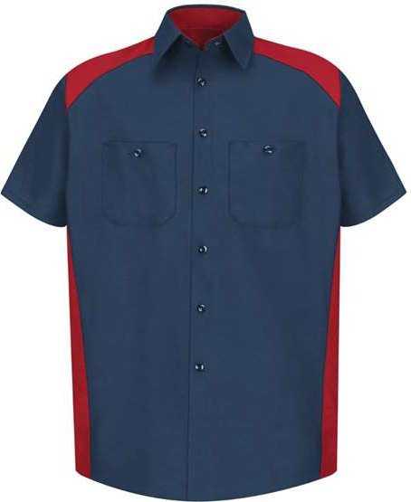 Red Kap SP28 Short Sleeve Motorsports Shirt - Navy/ Red - HIT a Double - 1