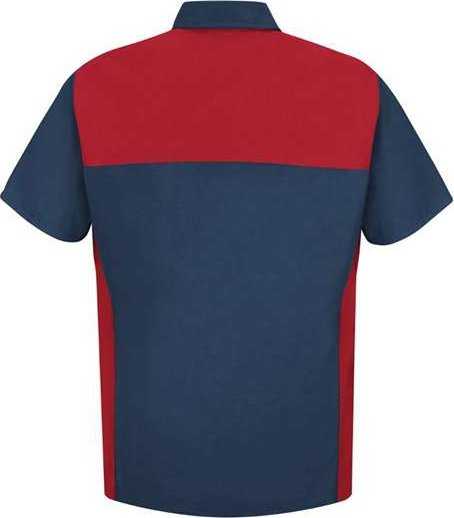 Red Kap SP28L Short Sleeve Motorsports Shirt Long Sizes - Red/ Navy - HIT a Double - 2