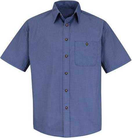 Red Kap SP84 Mini-Plaid Uniform Short Sleeve Shirt - Gray/ Blue Plaid - HIT a Double - 1