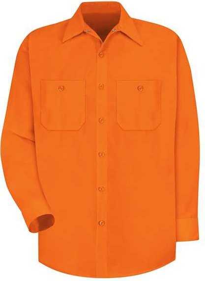 Red Kap SS14 Enhanced Visibility Long Sleeve Work Shirt - For. Orange - HIT a Double - 1