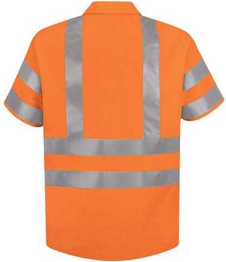 Red Kap SS24HV High Visibility Safety Short Sleeve Work Shirt - OF-Fluorescent Orange - HIT a Double - 2
