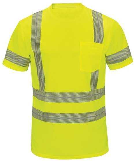 Red Kap SVY4L High Visibility Short Sleeve T-Shirt - Long Sizes - Fluorescent Yellow - HIT a Double - 1
