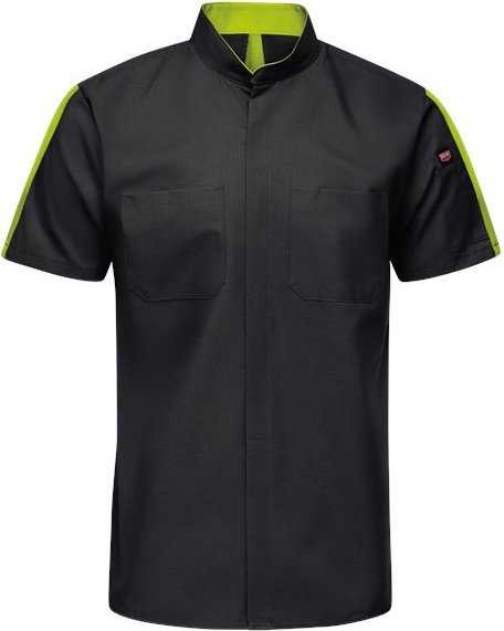Red Kap SX46 Mimix Pro+ Short Sleeve Work Shirt With OilBlok - Black/ High Vis Yellow - HIT a Double - 1