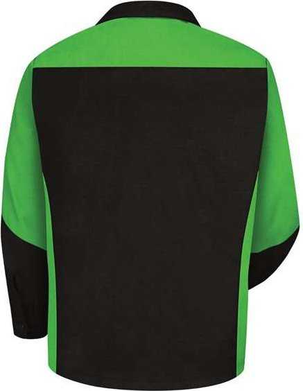 Red Kap SY10 Long Sleeve Automotive Crew Shirt - Black/ Lime - HIT a Double - 1