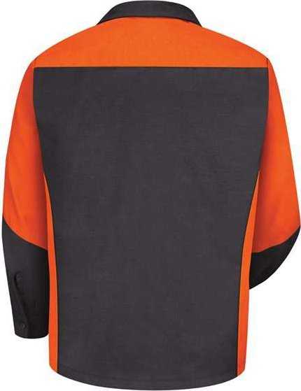 Red Kap SY10 Long Sleeve Automotive Crew Shirt - Charcoal/ Orange - HIT a Double - 2