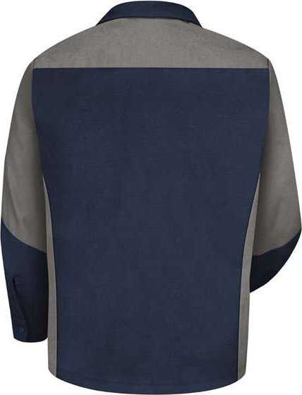 Red Kap SY10 Long Sleeve Automotive Crew Shirt - Navy/ Gray - HIT a Double - 2