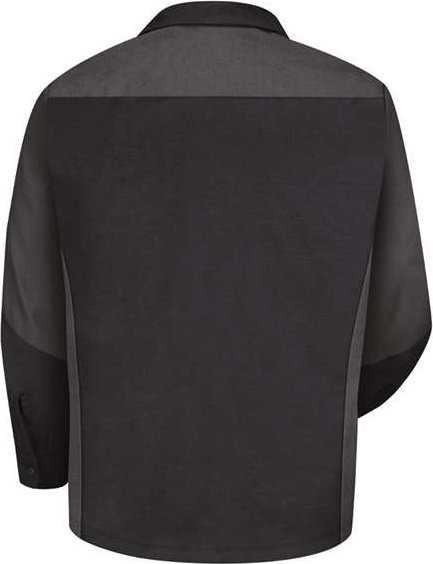 Red Kap SY10L Long Sleeve Automotive Crew Shirt - Long Sizes - Black/ Charcoal - HIT a Double - 1