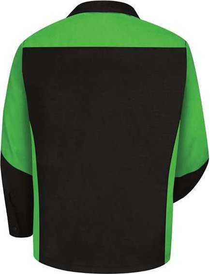 Red Kap SY10L Long Sleeve Automotive Crew Shirt - Long Sizes - Black/ Lime - HIT a Double - 2