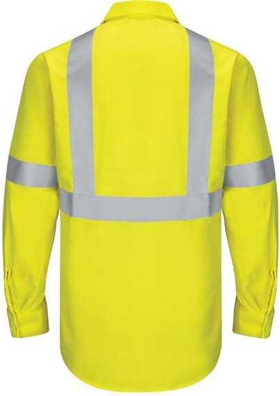 Red Kap SY14 Enhanced & Hi-Visibility Long Sleeve Work Shirt - HV-Fluorescent Yellow/ Green - HIT a Double - 1