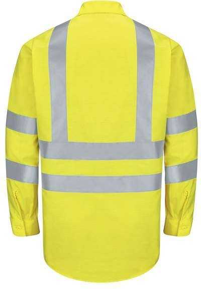 Red Kap SY14L Enhanced & Hi-Visibility Long Sleeve Work Shirt - Long Sizes - AB-Fluorescent Yellow/ Green - HIT a Double - 1