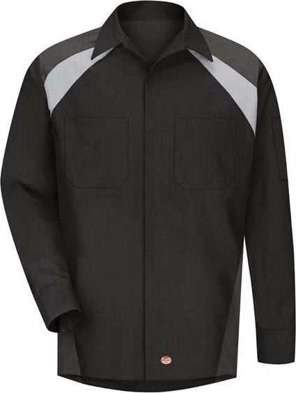 Red Kap SY18 Long Sleeve Tri-Color Shop Shirt - Black/ Charcoal/ Light Gray - HIT a Double - 1