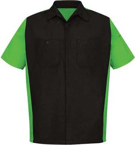 Red Kap SY20 Short Sleeve Automotive Crew Shirt - Black/ Lime - HIT a Double - 1