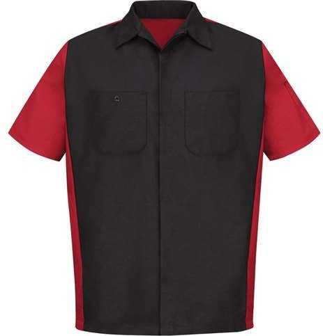 Red Kap SY20 Short Sleeve Automotive Crew Shirt - Black/ Red - HIT a Double - 1