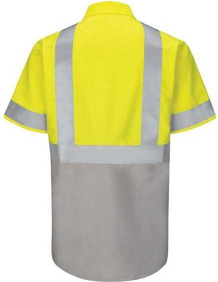 Red Kap SY24 Enhanced & Hi-Visibility Work Shirt - Fluorescent Yellow/ Green/ Gray - HIT a Double - 1