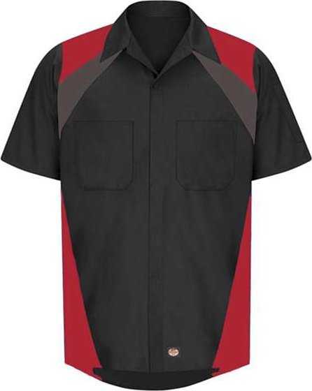 Red Kap SY28 Tri-Color Short Sleeve Shop Shirt - Black/ Charcoal/ Red - HIT a Double - 1