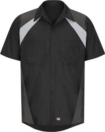 Red Kap SY28 Tri-Color Short Sleeve Shop Shirt - Black/ Light Gray/ Charcoal - HIT a Double - 1