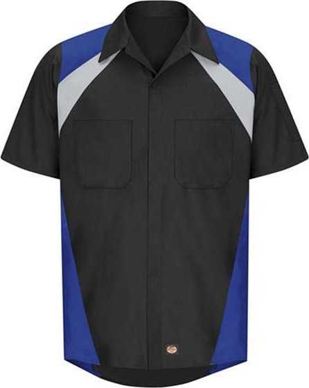 Red Kap SY28 Tri-Color Short Sleeve Shop Shirt - Black/ Light Gray/ Royal - HIT a Double - 1