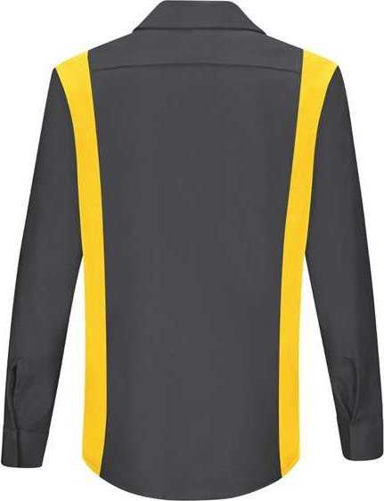Red Kap SY31 Women&#39;s Performance Plus Long Sleeve Shop Shirt with Oilblok Technology - Charcoal/ Yellow - HIT a Double - 2