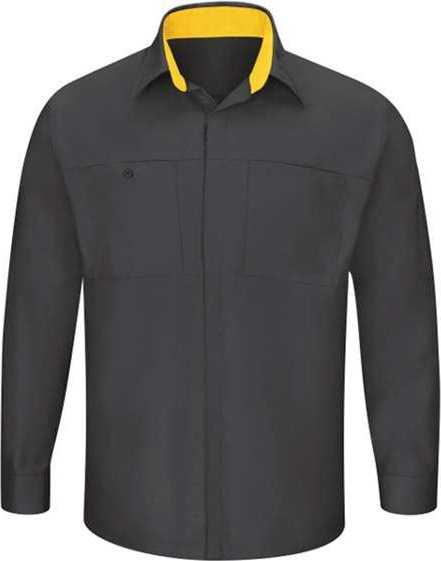 Red Kap SY32 Performance Plus Long Sleeve Shirt with OilBlok Technology - Charcoal/ Yellow - HIT a Double - 1