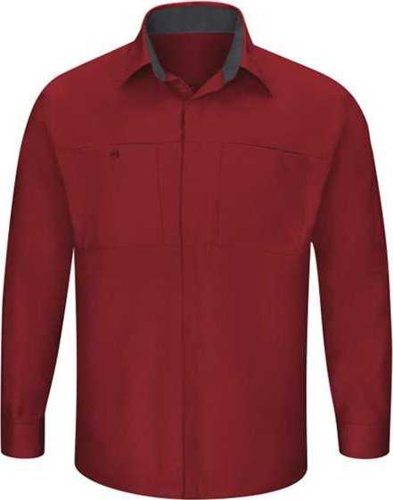 Red Kap SY32 Performance Plus Long Sleeve Shirt with OilBlok Technology - Fireball Red/ Charcoal - HIT a Double - 1