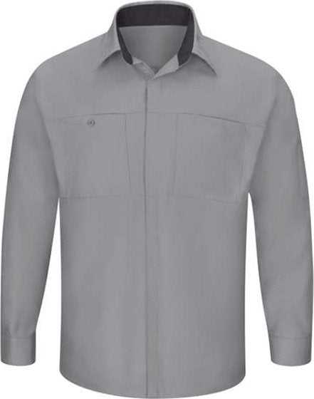 Red Kap SY32 Performance Plus Long Sleeve Shirt with OilBlok Technology - Light Gray/ Charcoal - HIT a Double - 1