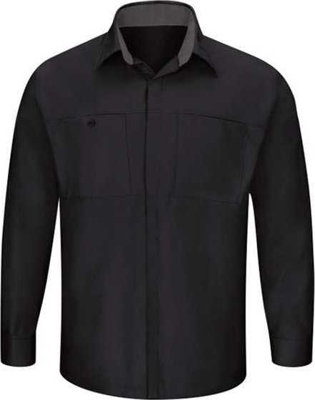 Red Kap SY32L Performance Plus Long Sleeve Shirt with OilBlok Technology - Long Sizes - Black/ Charcoal - HIT a Double - 1