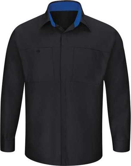 Red Kap SY32L Performance Plus Long Sleeve Shirt with OilBlok Technology - Long Sizes - Black/ Royal Blue - HIT a Double - 1