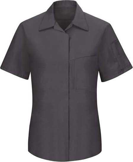 Red Kap SY41 Women&#39;s Performance Plus Short Sleeve Shop Shirt with Oilblok Technology - Charcoal/ Yellow - HIT a Double - 1